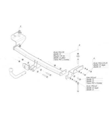 Фаркоп (ТСУ) для KIA Rio II restyle (JB) 2009-2011 седан съемный шар на двух болтах 1.1тонны Босал